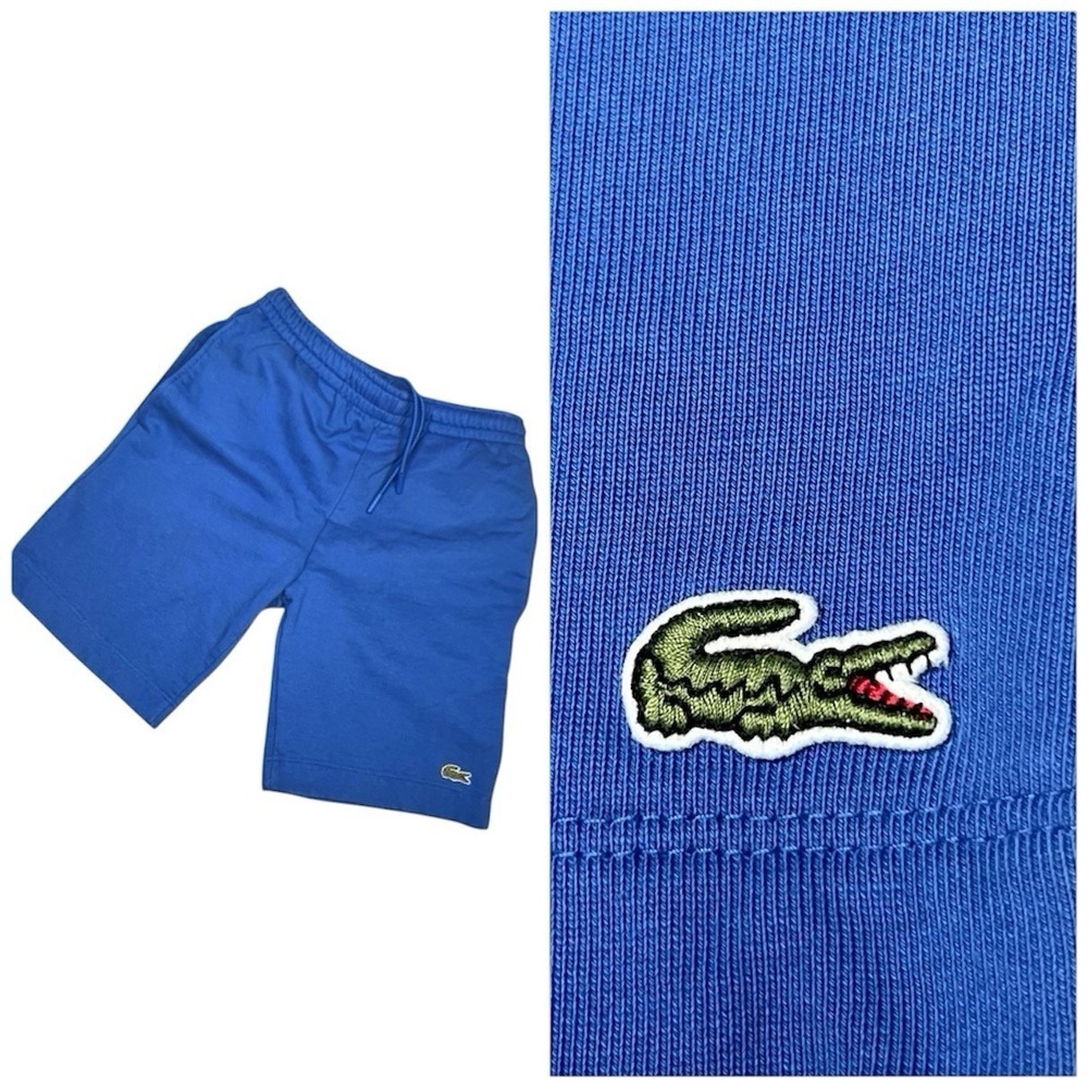 Lacoste Men's Blue Fleece Shorts Regular Fit Drawstring Pockets Sz S Excellent!